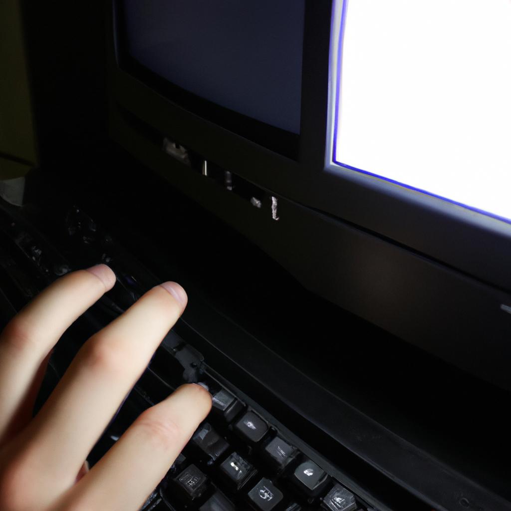 Person using computer terminal screen